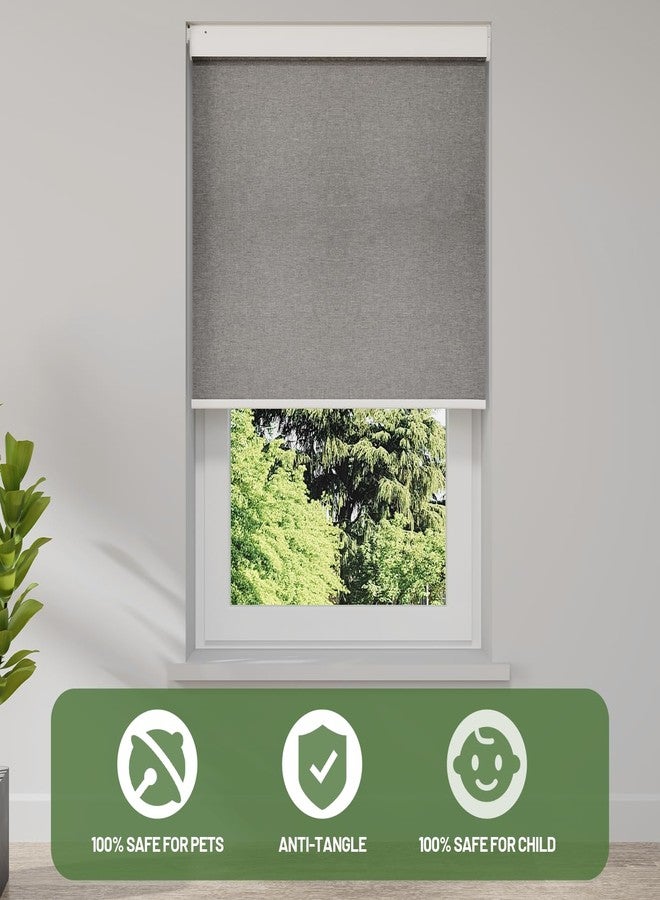 DONGFXK Motorized Blinds with Remote, Blackout No Drill Cordless Smart Roller Shades, Automatic Blinds for Windows, Grey,32" W x 72" H - Image 3